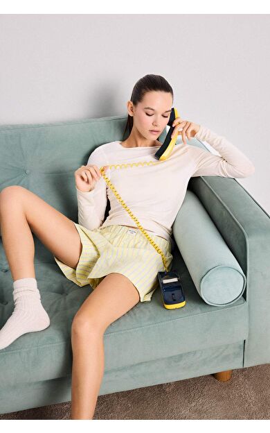 Fall in Love Regular Fit Kısa Boy Gofre Dokulu Alt