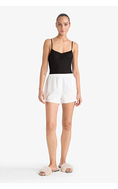 Regular Fit Beli Lastikli Şort Pijama Altı-Fall in Love F8934AX25HSWT48