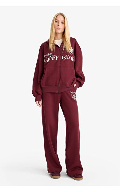Okula Dönüş Coool Harry Potter Wide Leg Slogan Desenli Kalın Kumaş Pantolon