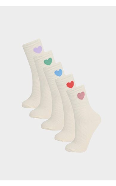 DeFacto Kız Çocuk 5'li Pamuklu Uzun Çorap F8983A8NSWT1
