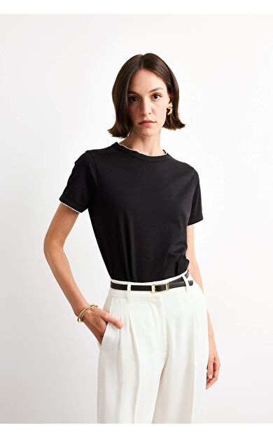 DeFacto Bisiklet Yaka Kısa Kollu Tişört F8994AX25SMBK81