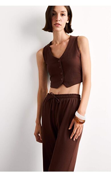 Fitted Düğmeli Yelek