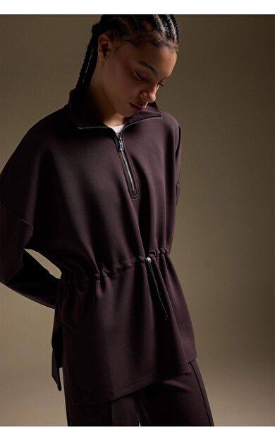 DeFacto Long  Fıt Dik Yaka Modal Sporcu Sweatshirt