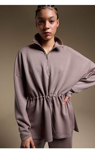 DeFacto Long  Fıt Dik Yaka Modal Sporcu Sweatshirt