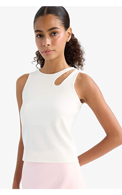 Slim Fit Dar Kesim Bisiklet Yaka Fitilli Kaşkorse Atlet F9075AX25HSER105