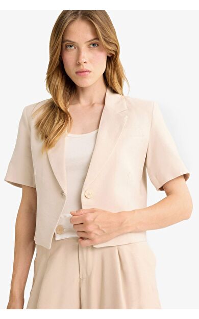 Cropped Fit Ceket Yaka Blazer Ceket