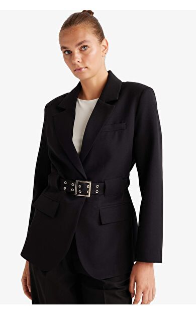 Regular Fit Ceket Yaka Krep Blazer Ceket