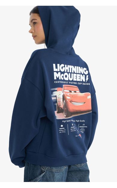 DeFacto Coool Cars Oversize Geniş Kalıp Kapüşonlu Baskılı Kalın Kumaş Sweatshirt