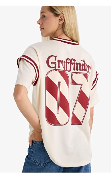 Coool Harry Potter Oversize Geniş Kalıp V Yaka Baskılı Kısa Kollu Tişört