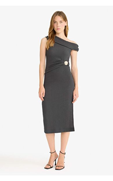 Regular Fit Bürümcük Kısa Kollu Elbise