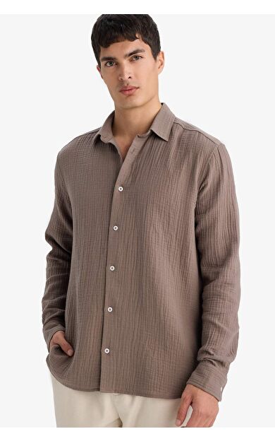 Regular Fit Polo Yaka Pamuklu Uzun Kollu Gömlek