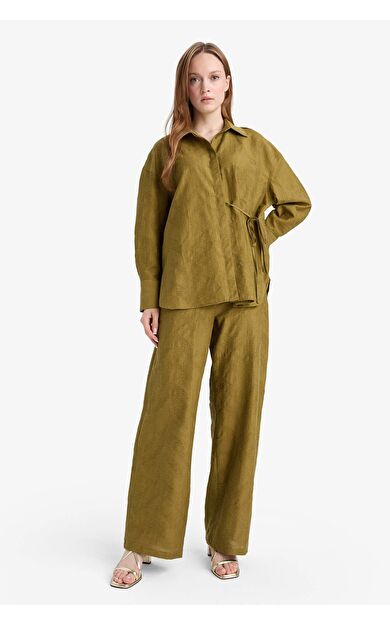 Regular Fit Beli Lastikli Jakarlı Pantolon