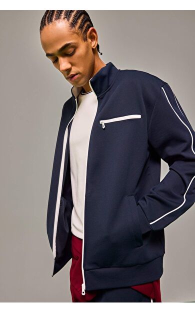 DeFacto Standart Fıt Dik Yaka Hırka