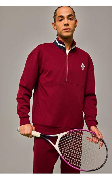 Boxy Fıt Dik Yaka Sporcu Sweatshirt