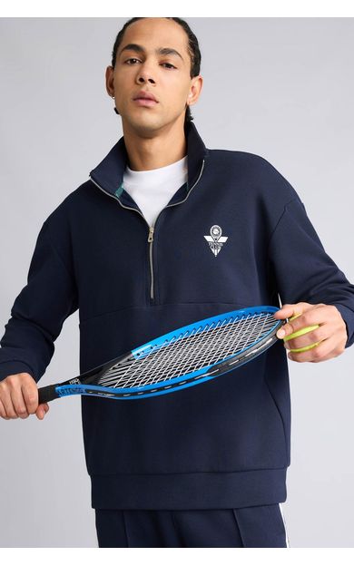 DeFacto Boxy Fıt Dik Yaka Sporcu Sweatshirt Lacivert