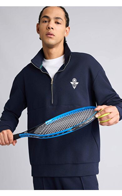 Boxy Fıt Dik Yaka Sporcu Sweatshirt