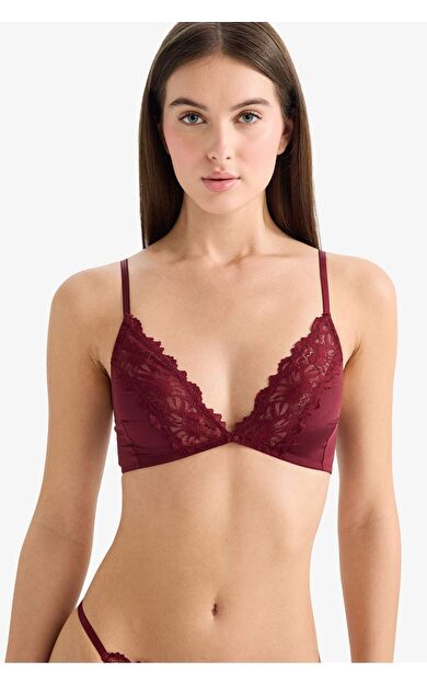DeFacto Dantel Detaylı Saten Kapsız Pedsiz Balensiz Bralet Fall in Love