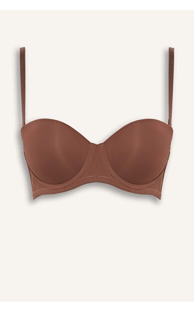 Micro Kaplı Yarım Dolgulu Balenli Straplez Sütyen Fall in Love