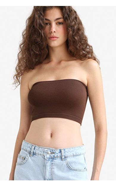 DeFacto Fitted Seamless Straplez Bluz F9409AX25HSBN66
