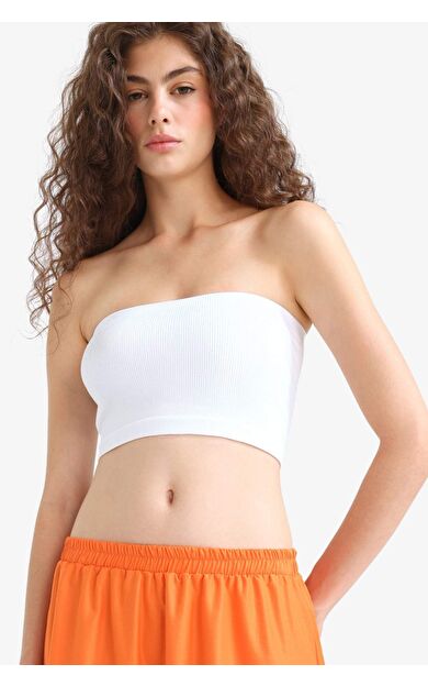 DeFacto Fitted Seamless Straplez Bluz F9409AX25HSWT34