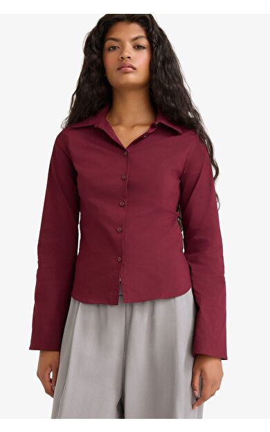 DeFacto Fitted Poplin Uzun Kollu Gömlek F9434AX25AUBR98
