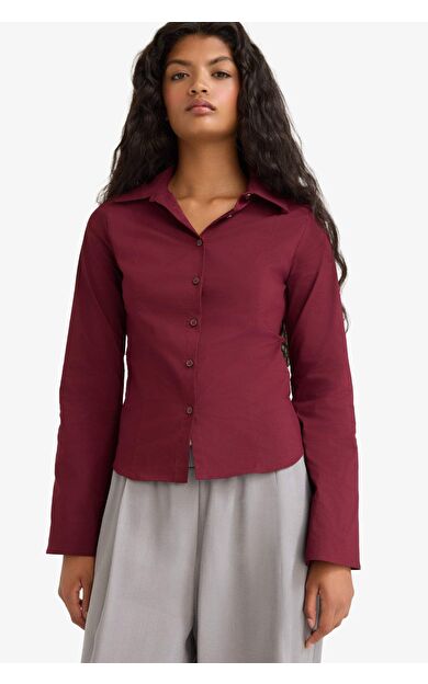 Fitted Poplin Uzun Kollu Gömlek F9434AX25AUBR98