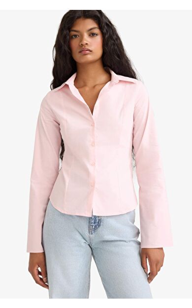 Fitted Poplin Uzun Kollu Gömlek F9434AX25AUPN648