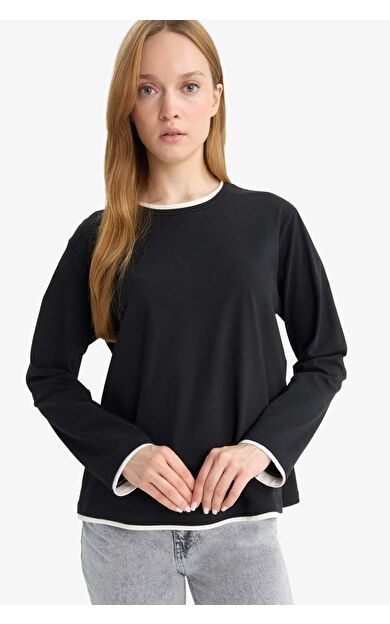DeFacto Regular Fit Bisiklet Yaka Uzun Kollu Tunik