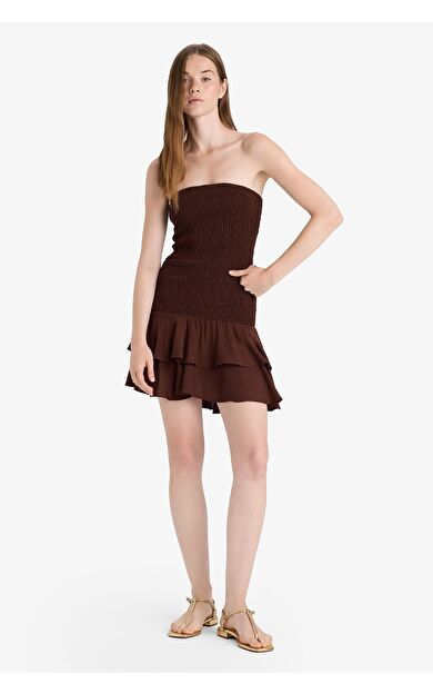 DeFacto Straplez Floral Kolsuz Mini Elbise