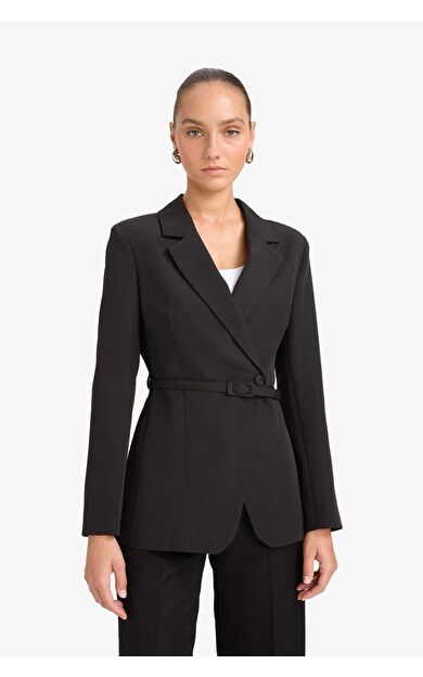 Regular Fit Düğmeli Kemerli Blazer Ceket