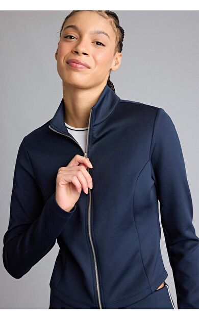 Standart Fıt Dik Yaka Skuba Dalgıç Kumaş Hırka