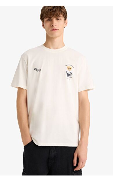 DeFacto Regular Fit Bisiklet Yaka Baskılı Kısa Kollu Tişört F9497AX25HSER105