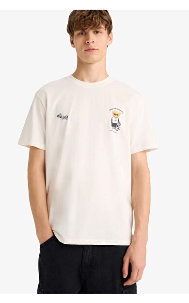 DeFacto Regular Fit Bisiklet Yaka Baskılı Kısa Kollu Tişört F9497AX25HSER105