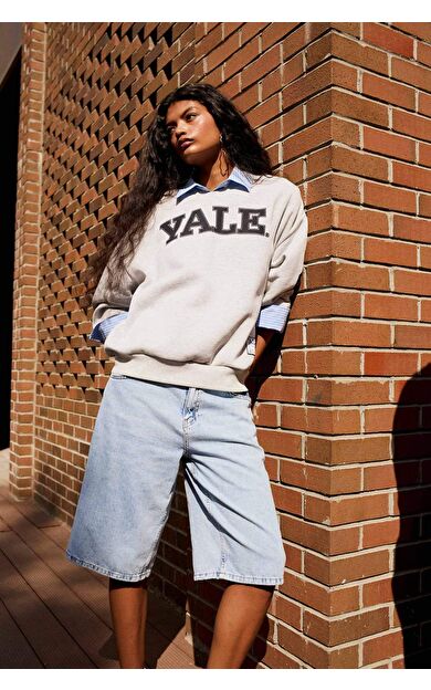 DeFacto Coool Yale University Oversize Geniş Kalıp Bisiklet Yaka Sweatshirt