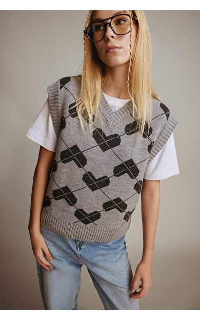 Coool Regular Fit V Yaka Desenli Süveter