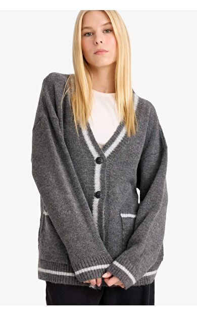 Okula Dönüş Coool Oversize Geniş Kalıp V Yaka Hırka