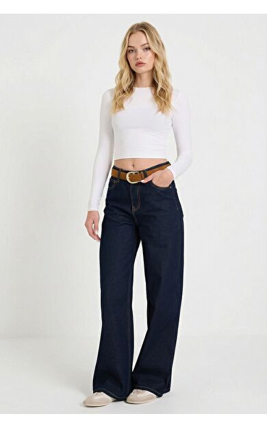 DeFacto Wide Leg Normal Bel Düz Paça Uzun Jean Pantolon