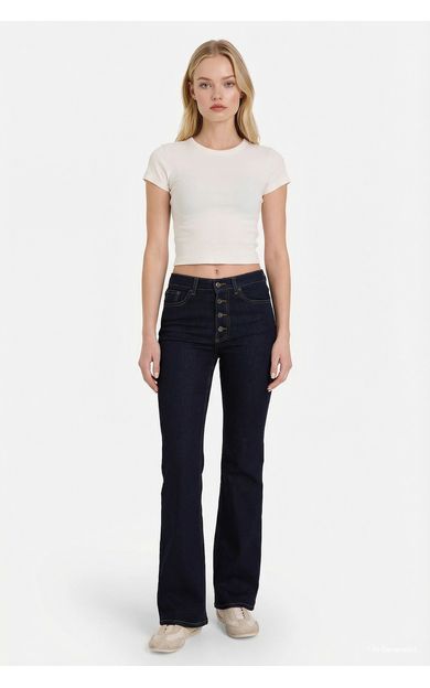 DeFacto Mia Flare Fit Normal Bel Düz Paça Uzun Jean Pantolon