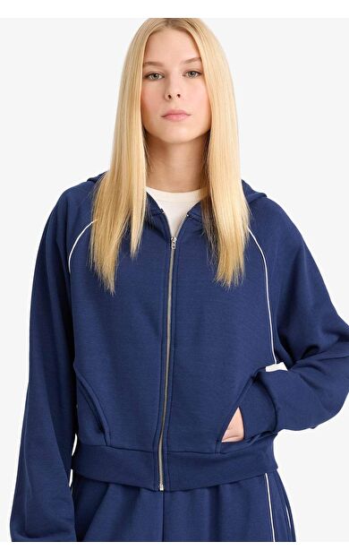 DeFacto Coool Loose Fit Kapüşonlu Fermuarlı Sweatshirt