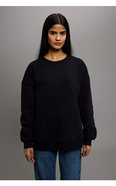 DeFacto Oversize Geniş Kalıp Basic Düz Kalın Sweatshirt