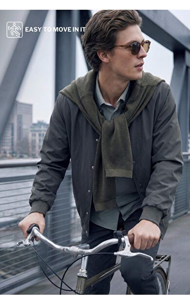 Slim Fit Dar Kesim Astarlı Çıtçıtlı Mont