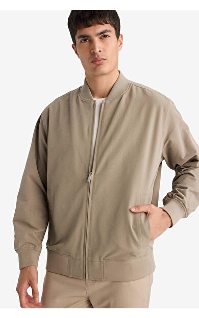 Slım Fıt Astarlı Fermuarlı Krinkıl Mont