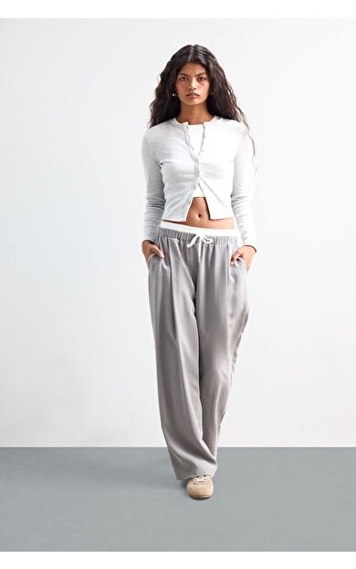DeFacto Baggy Fit Çift Cepli Normal Bel Standart Boy Tensel Pantolon F9743AX25HSGR394