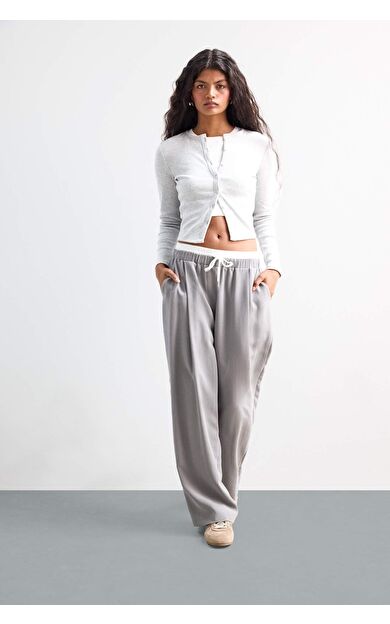 DeFacto Baggy Fit Çift Cepli Normal Bel Standart Boy Tensel Pantolon F9743AX25HSGR394