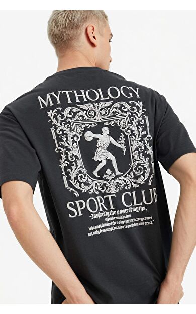 %100 Pamuk Boxy Fit Baskılı Tişört