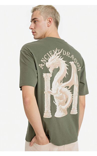 %100 Pamuk Boxy Fit Baskılı Tişört