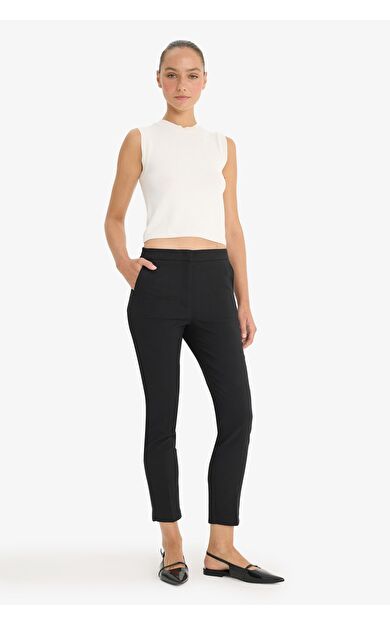 DeFacto Carrot Fit  Çift Cepli Yüksek Bel Dar Paça Standart Boy Twill Pantolon