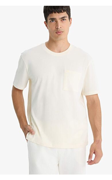 Bisiklet Yaka Penye Kısa Kollu Tişört F9767AX25SMER100