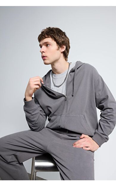 DeFacto %100 Pamuk Fermuarlı Sweatshirt
