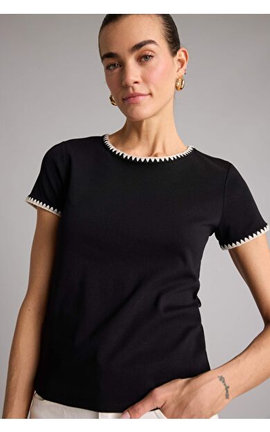 DeFacto Regular Fıt Bisiklet Yaka Ribana Kısa Kollu Tişört